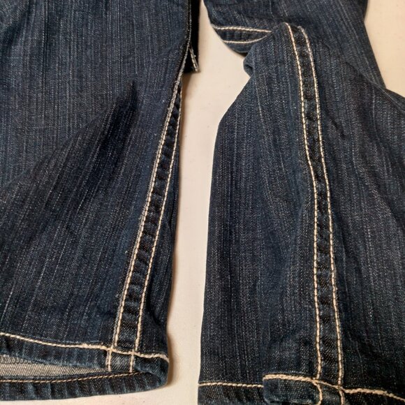 BKE Denim Payton Jeans Women 32L Dark Wash Blue Pants Whiskered White Stitching - Picture 12 of 16